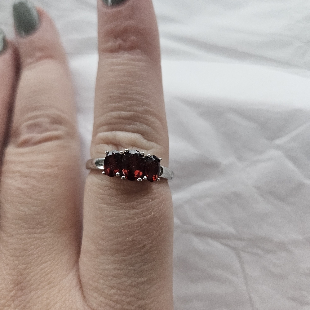 Silver Ruby Gemstone Ring Size 10 - image 1